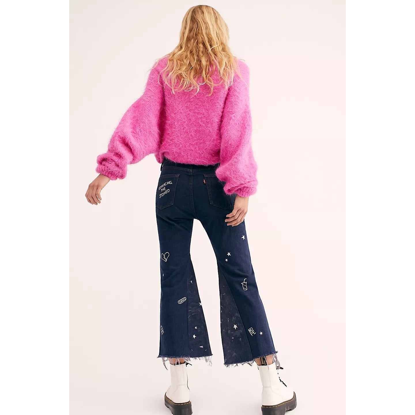 New Free People Barber Jocelyn Sketchy Culotte Jeans $253 SMALL Retro Inspired