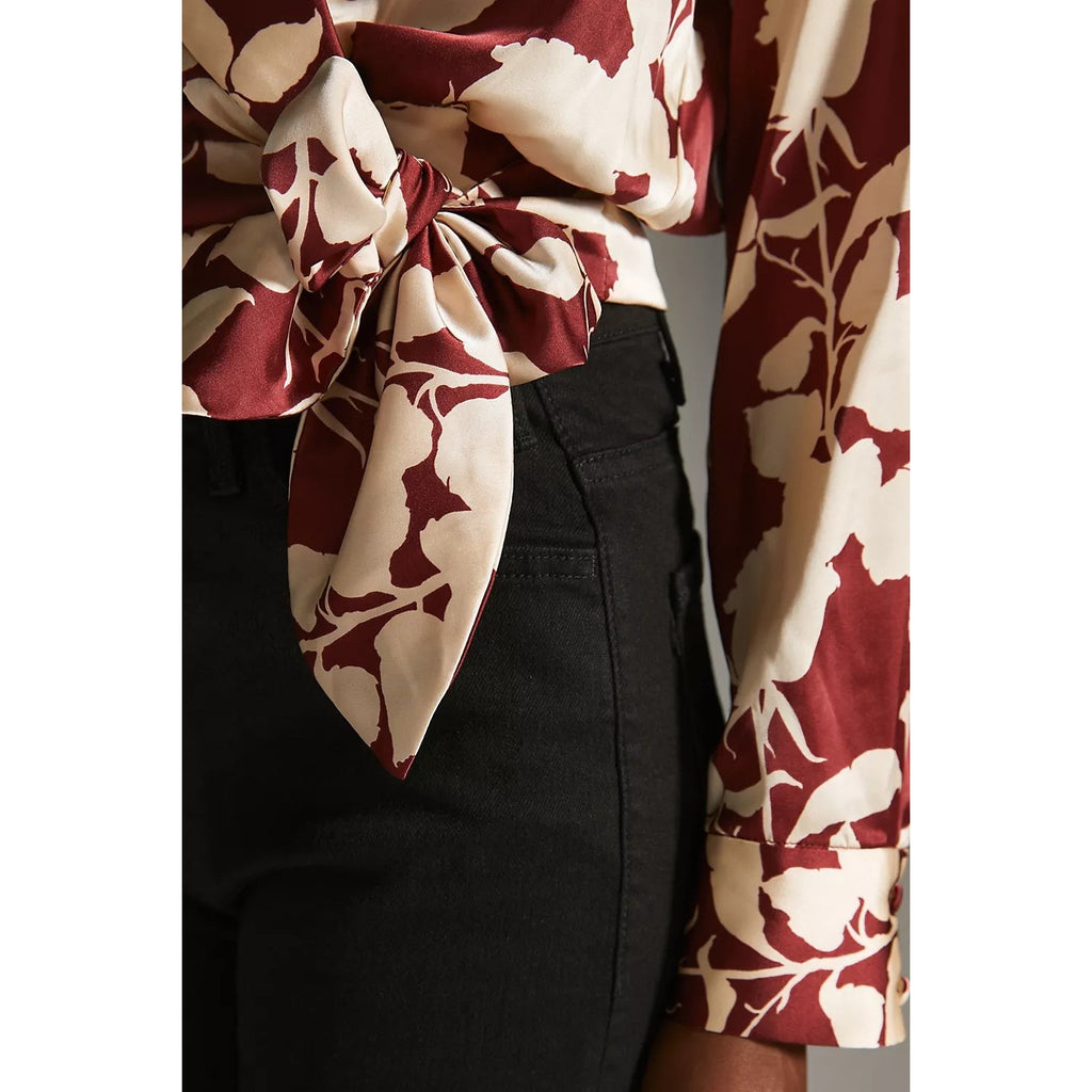 New Anthropologie Nyla Wrap Long Sleeve Blouse by Hutch $148 SMALL Wine
