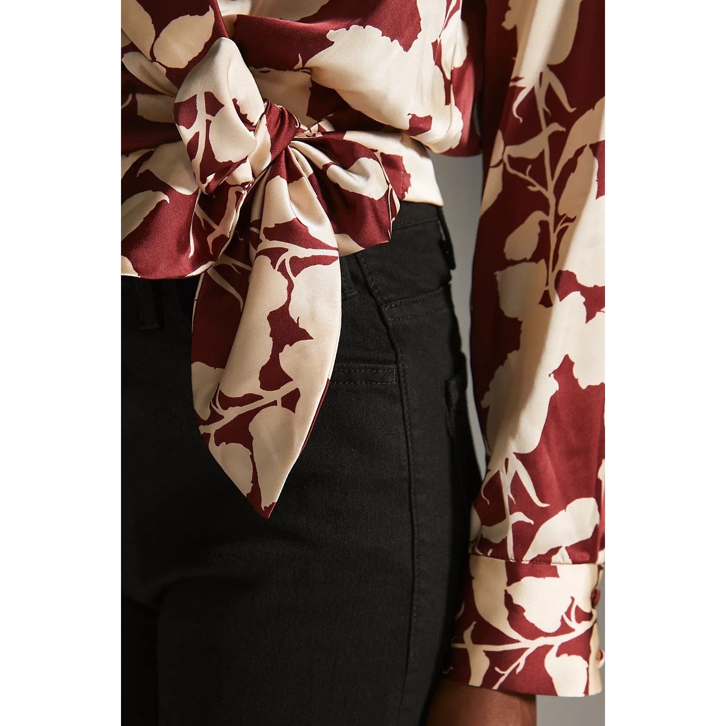 New Anthropologie Nyla Wrap Long Sleeve Blouse by Hutch $148 SMALL Wine