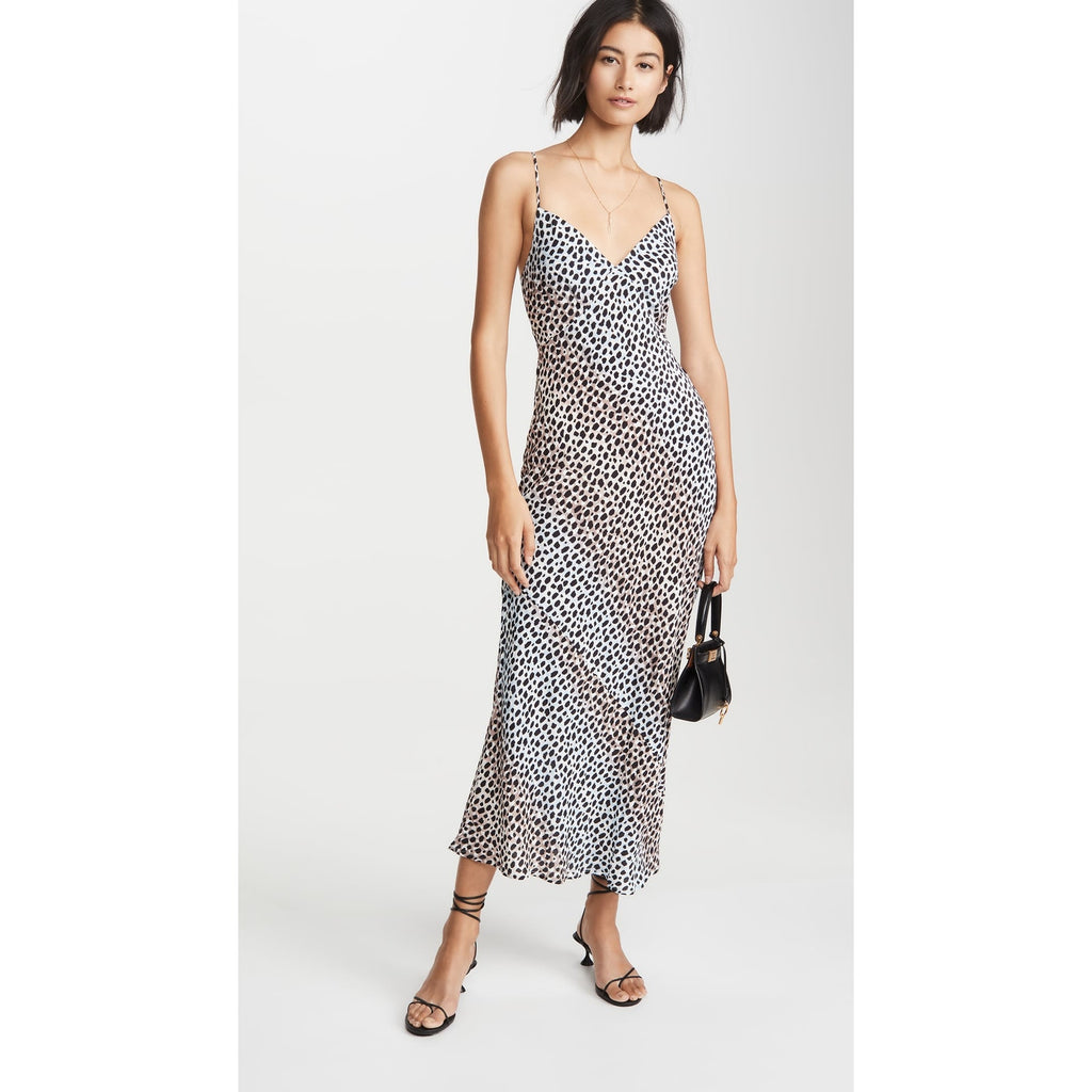New Suboo Amelie Cheetah Print Slip Midi Dress X-Small Adjustable Straps