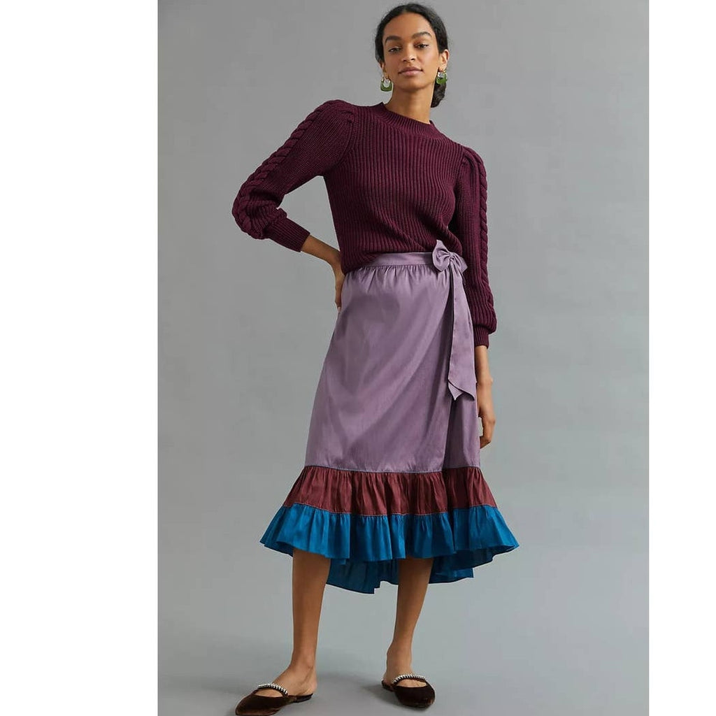 New Anthropologie Sachin & Babi Colorblocked Maxi Skirt $148 SIZE 0 Purple/Blue