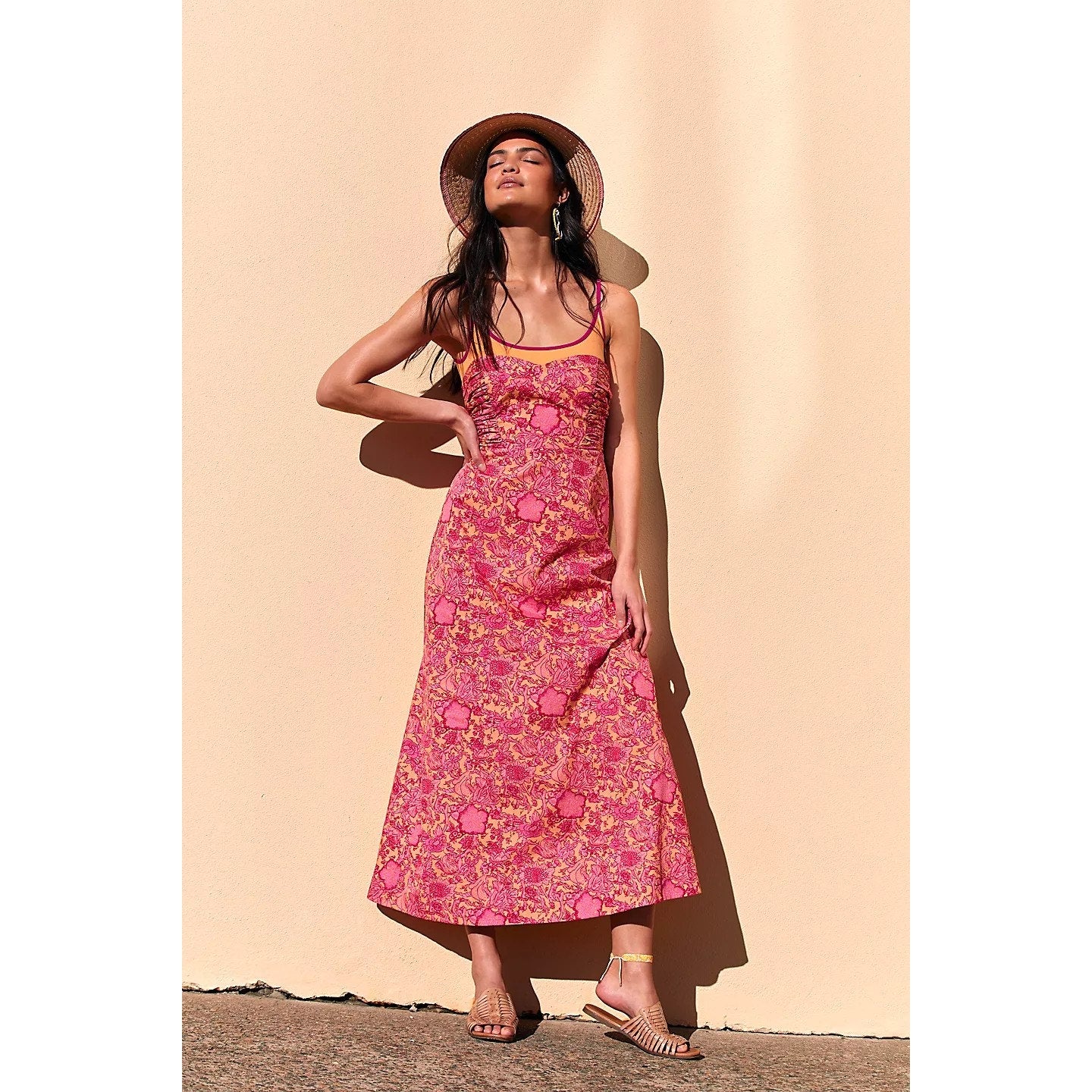 New Free People Ruby's Sweetheart Midi Dress $148 SIZE 2 Red Berry Floral