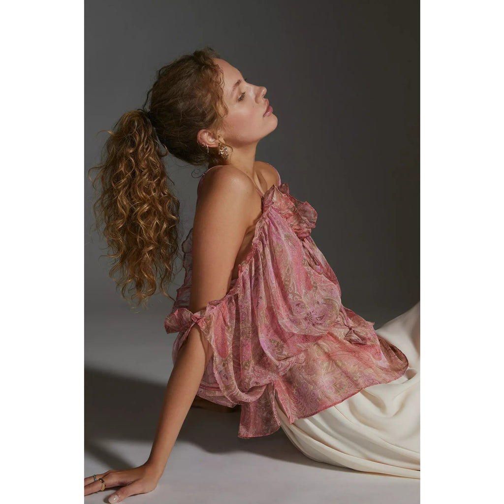New Anthropologie x MISA Farideh Top $285 X-SMALL Pink Paisley