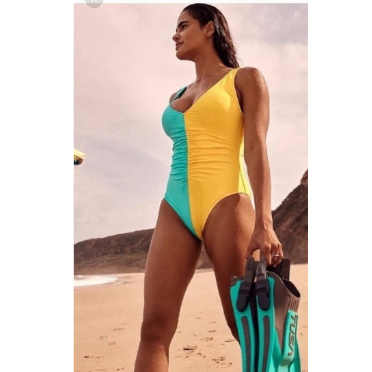 Free People Solid & Striped Lucia Colorblocked One-Piece Swimsuit SMALL Free People
