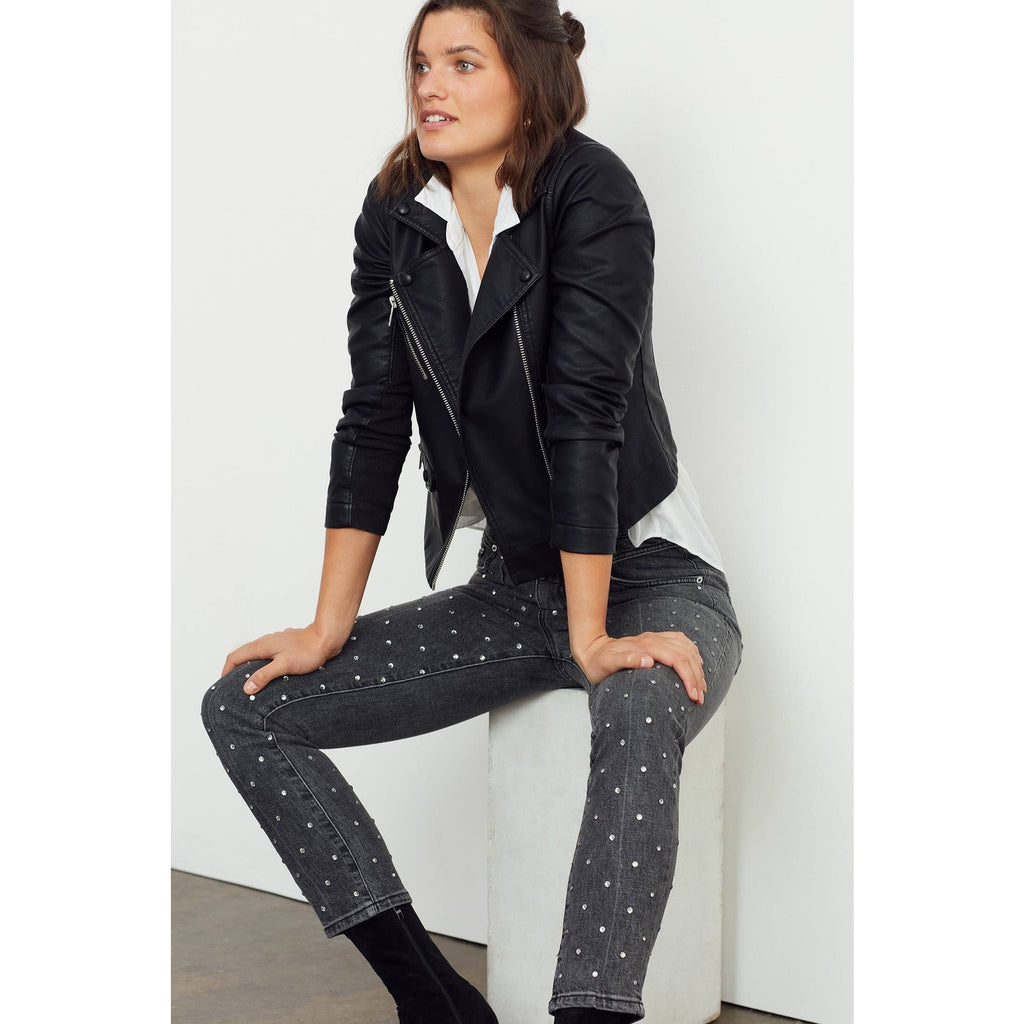New Anthropologie Pilcro Ultra High-Rise Beaded Straight Jeans $158 SIZE 28