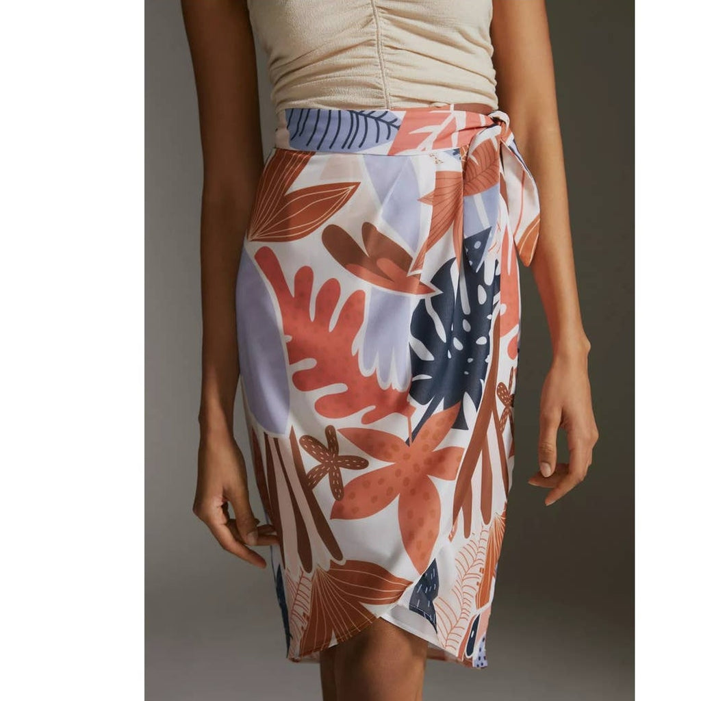 New Anthropologie Hutch Pleated Wrap Midi Skirt $130 SIZE 4 Button & Tie Closure