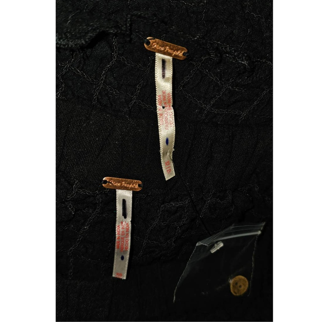 New Free People Double The Fun Maxi Skirt Button Cardi Set $128 X-SMALL Black