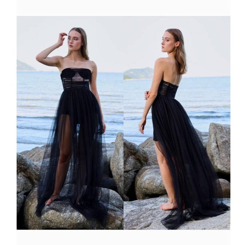 New Free People SAU LEE Bella Strapless Maxi Gown $510 SIZE 12 Black