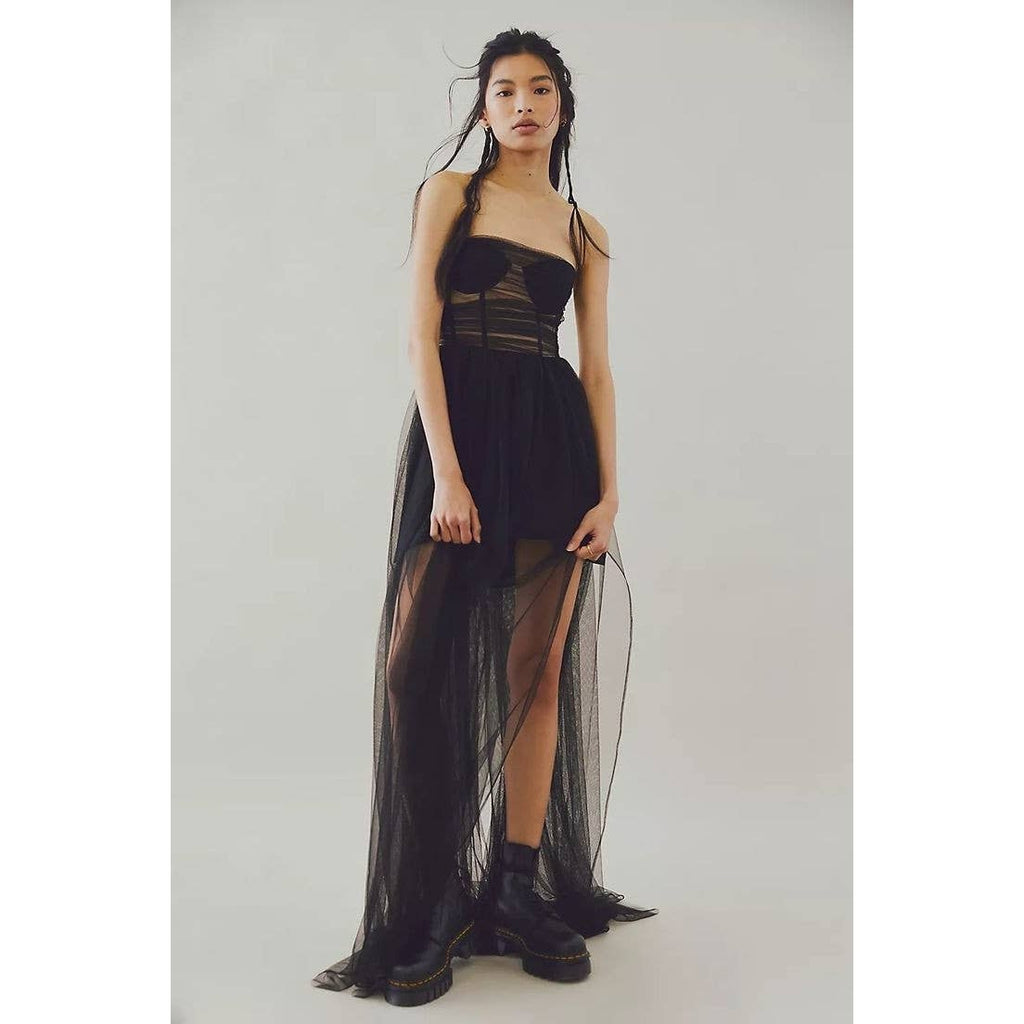 New Free People SAU LEE Bella Strapless Maxi Gown $510 SIZE 12 Black