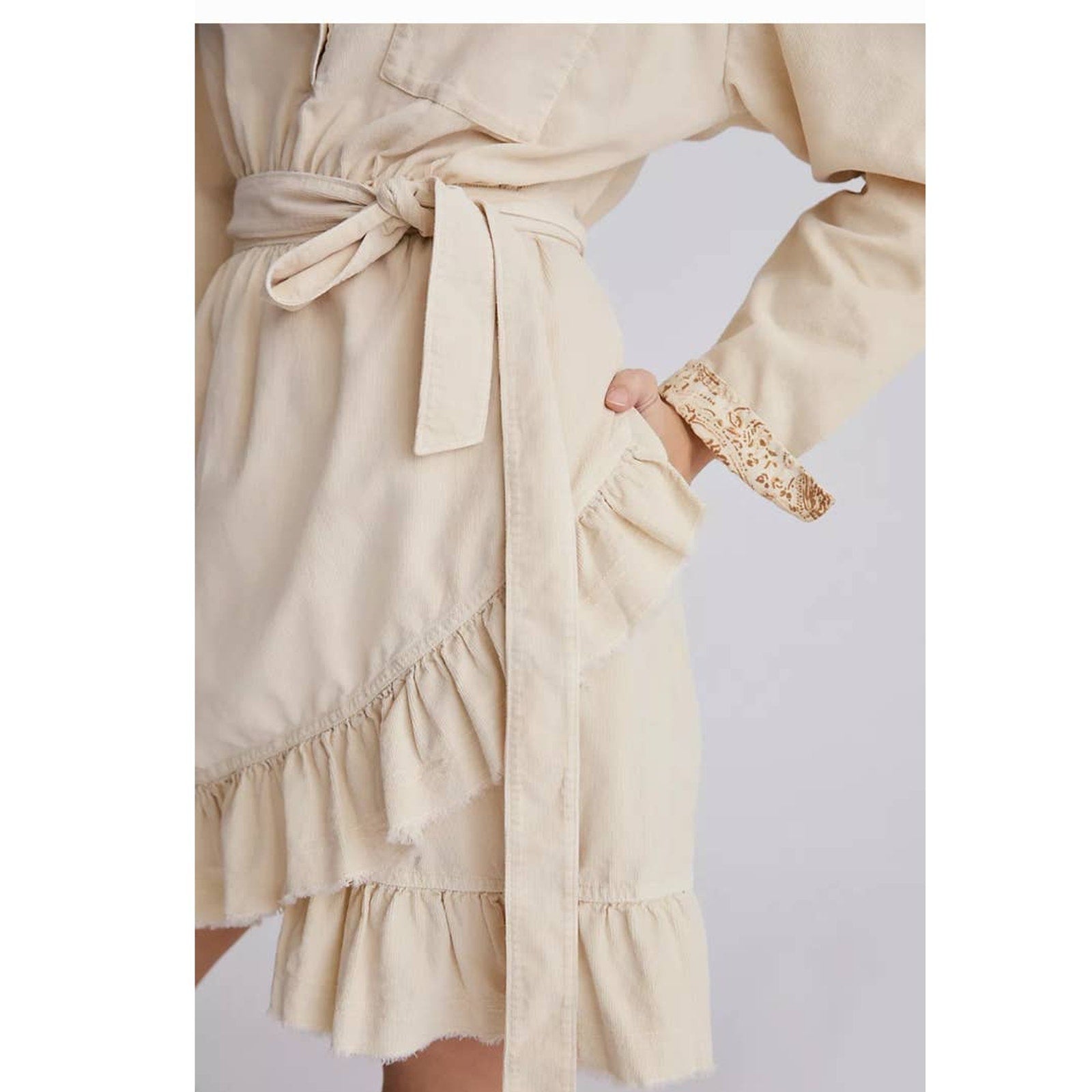 New Anthropologie Pilcro Corduroy Mini Dress $160 IVORY LARGE