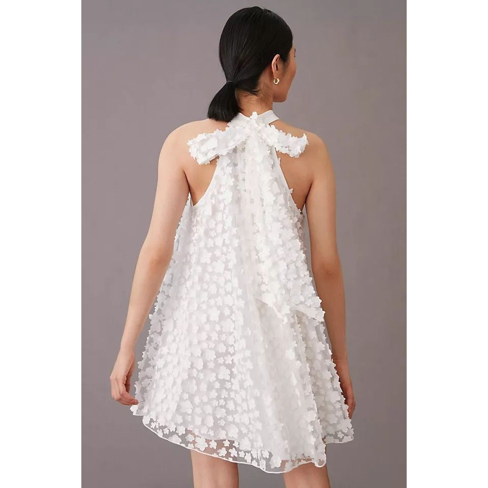 New Anthropologie Eva Franco Halter Swing Mini Dress $190 SIZE 8 White