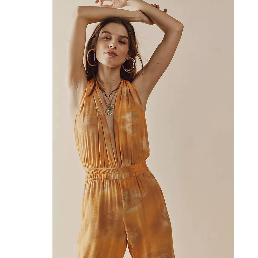 New Free People Nicholas K Marlowe Jumpsuit $618 BLUSH/MELON Small