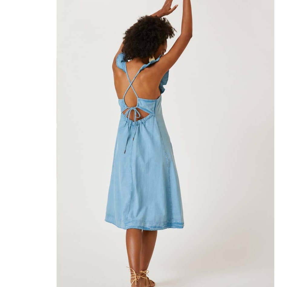 New Anthropologie Pilcro Flutter Sleeve Midi Dress $160 X-SMALL Blue
