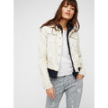 New Free People Double Weave Hooded Denim Jacket  $148 SMALL White Liberty Wash