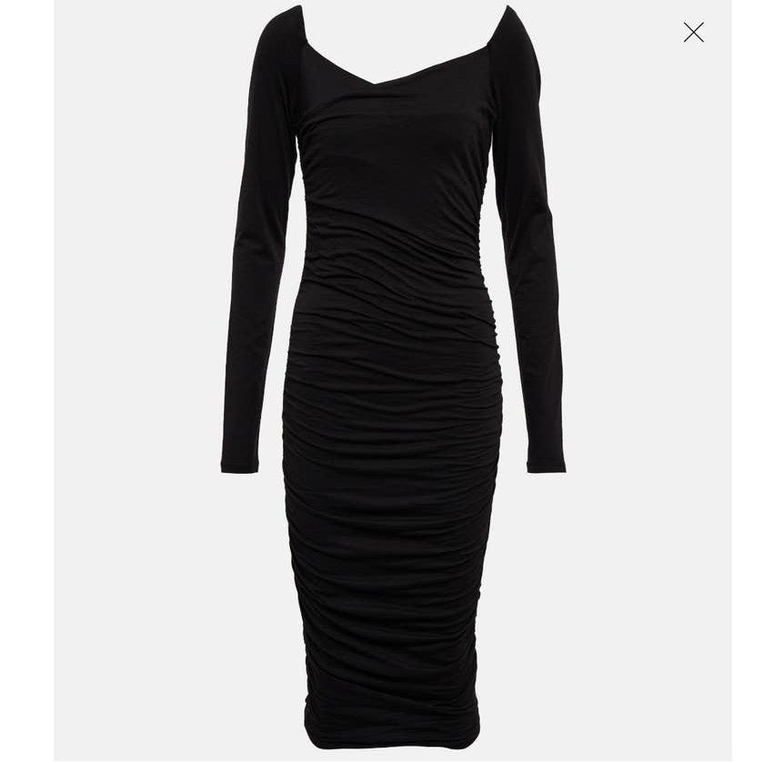 New Anthropologie Velvet by Graham & Spencer Tori Ruched Dress $189 LARGE Black
