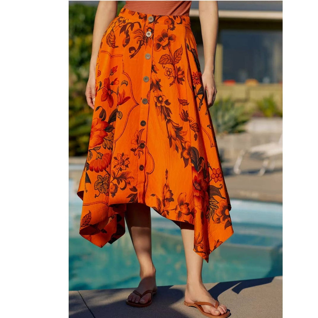 New Anthropologie Asymmetrical Floral Midi Skirt  $170 SIZE 2