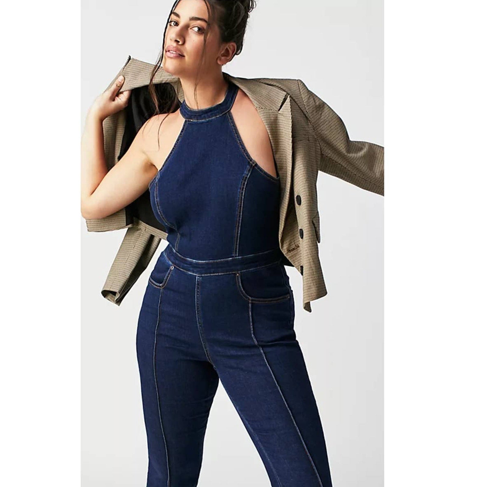 Denim Style Retro Flared Jumpsuit