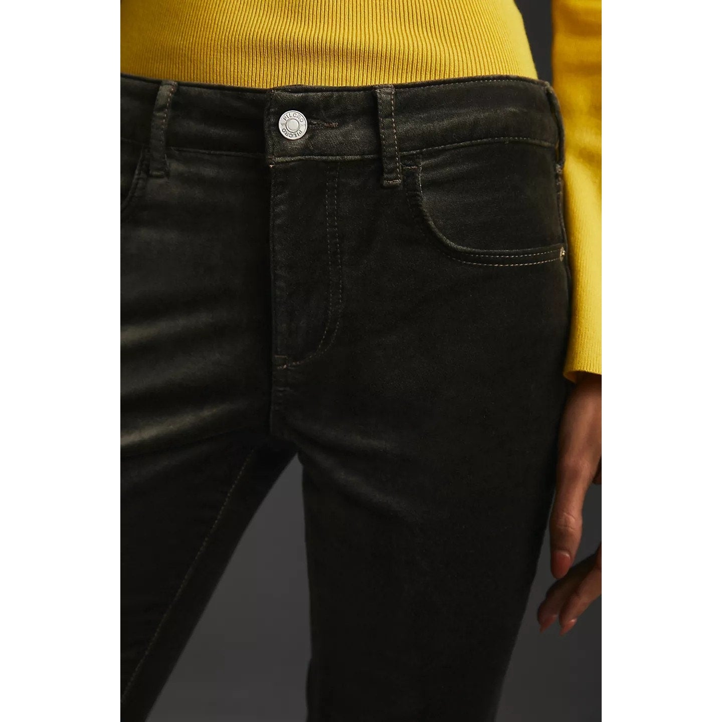 New Anthropologie Pilcro Demilune Mid-Rise Bootcut Velvet Jeans $148 33P Gray