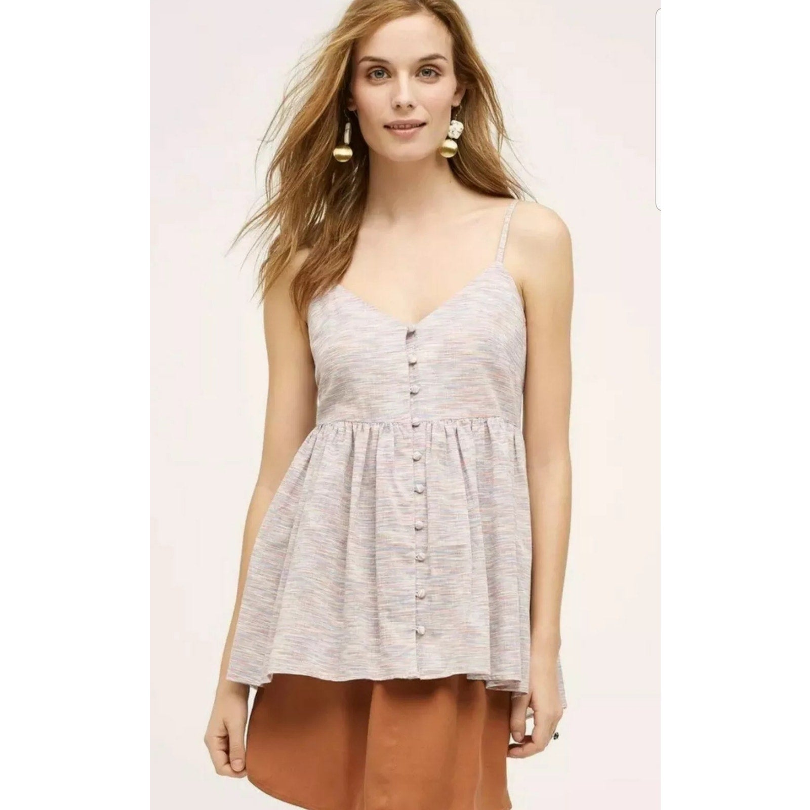 New Anthropologie x Tylho Button Front Strappy Tank Space Dyed $88 Small