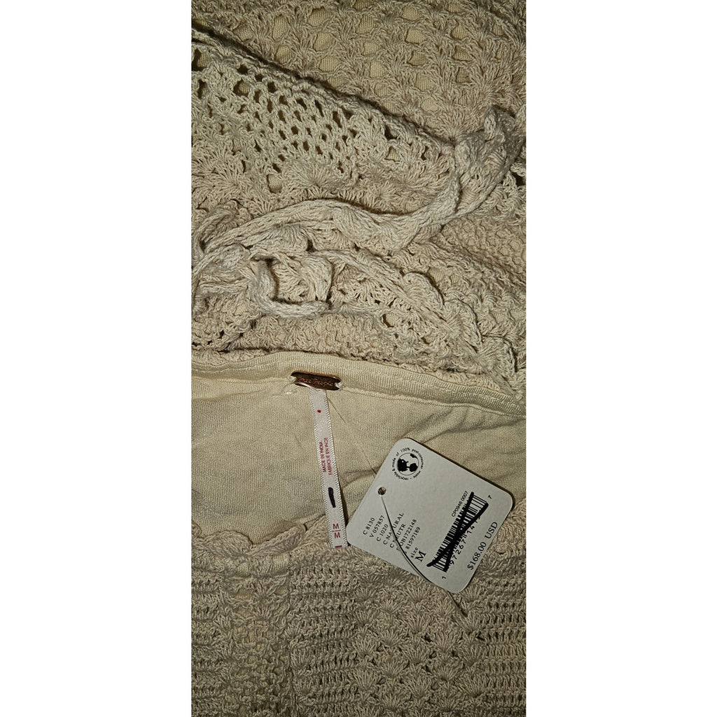 New Free People Dahlia Chrochet Bodycon Style Maxi Dress $168 MEDIUM Natural