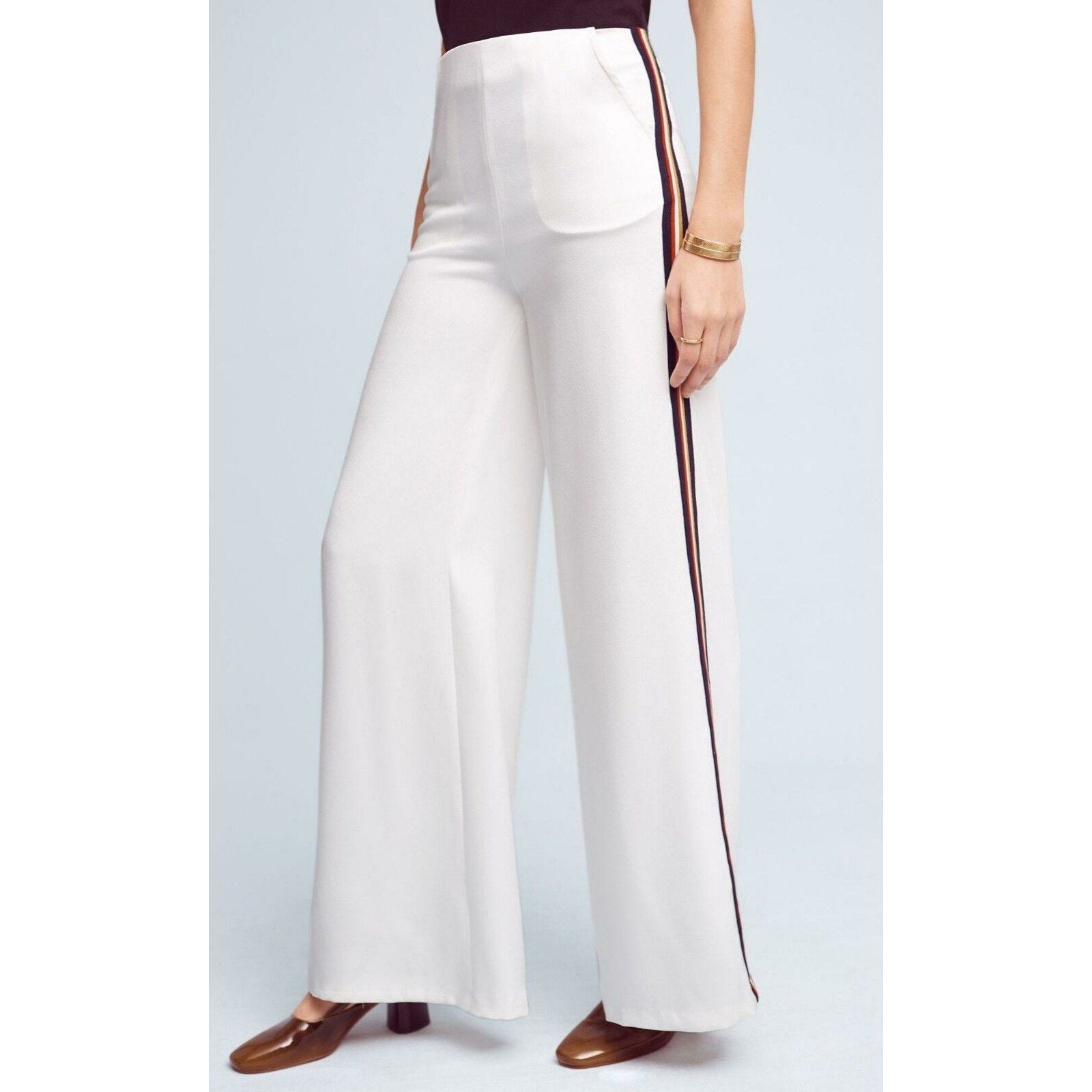 New Anthropologie Line + Dot Frances Chromanance Wide-Leg Pants $128 Sz X-SMALL