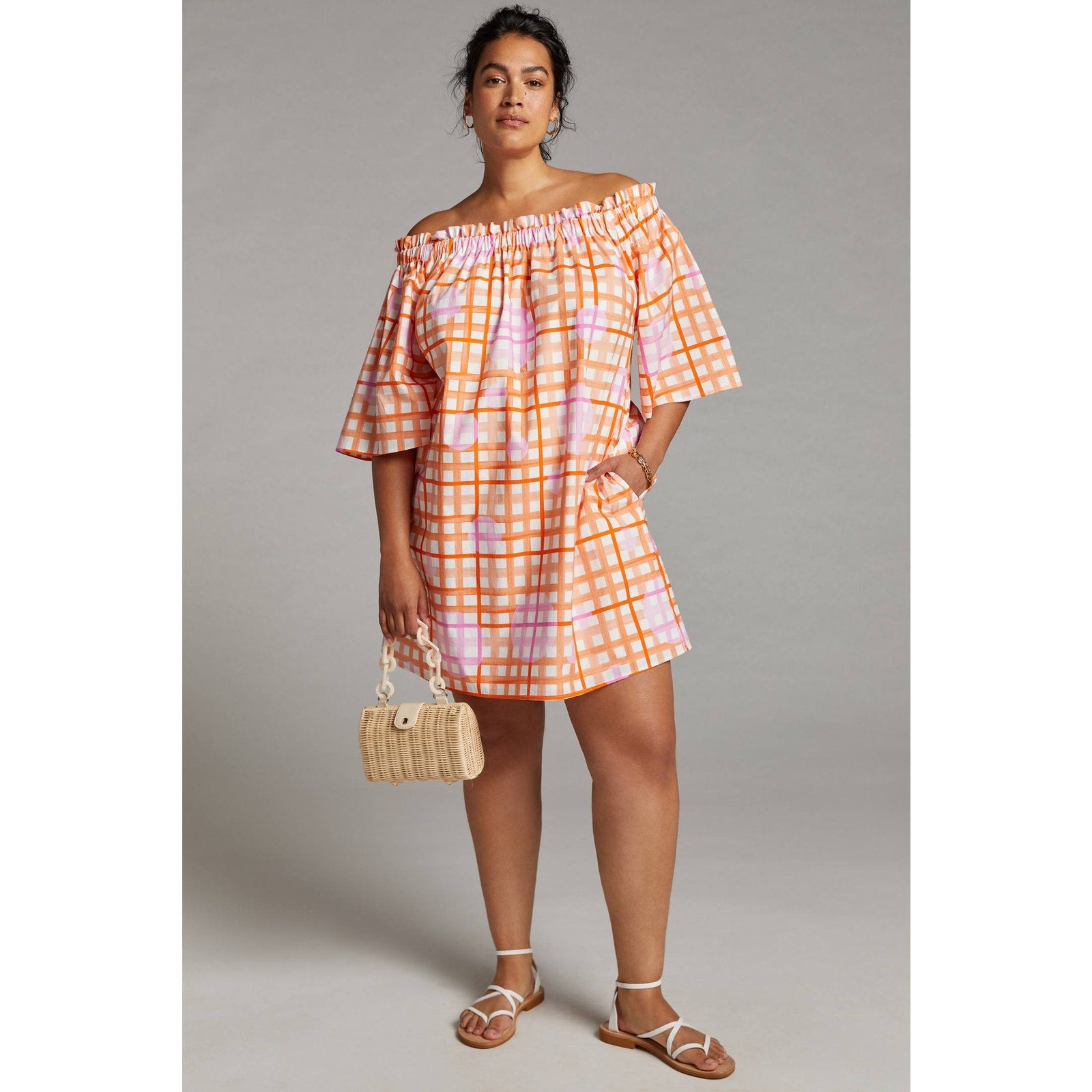 New Anthropologie Corey Lynn Calter Monaco Off-The-Shoulder Mini Dress $168 Sz S
