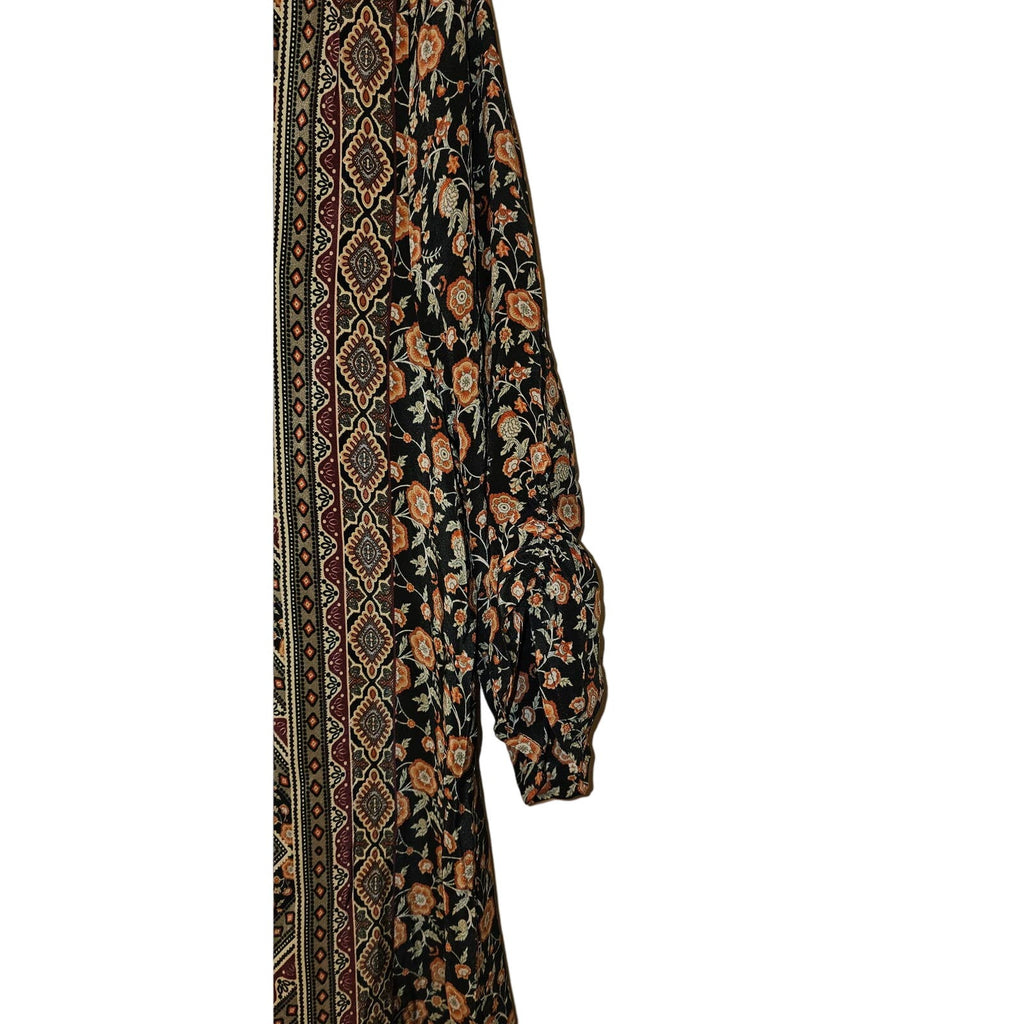 New Tolani Ruched Sleeve Silk Dress Size Small Tasseled Tie-neck