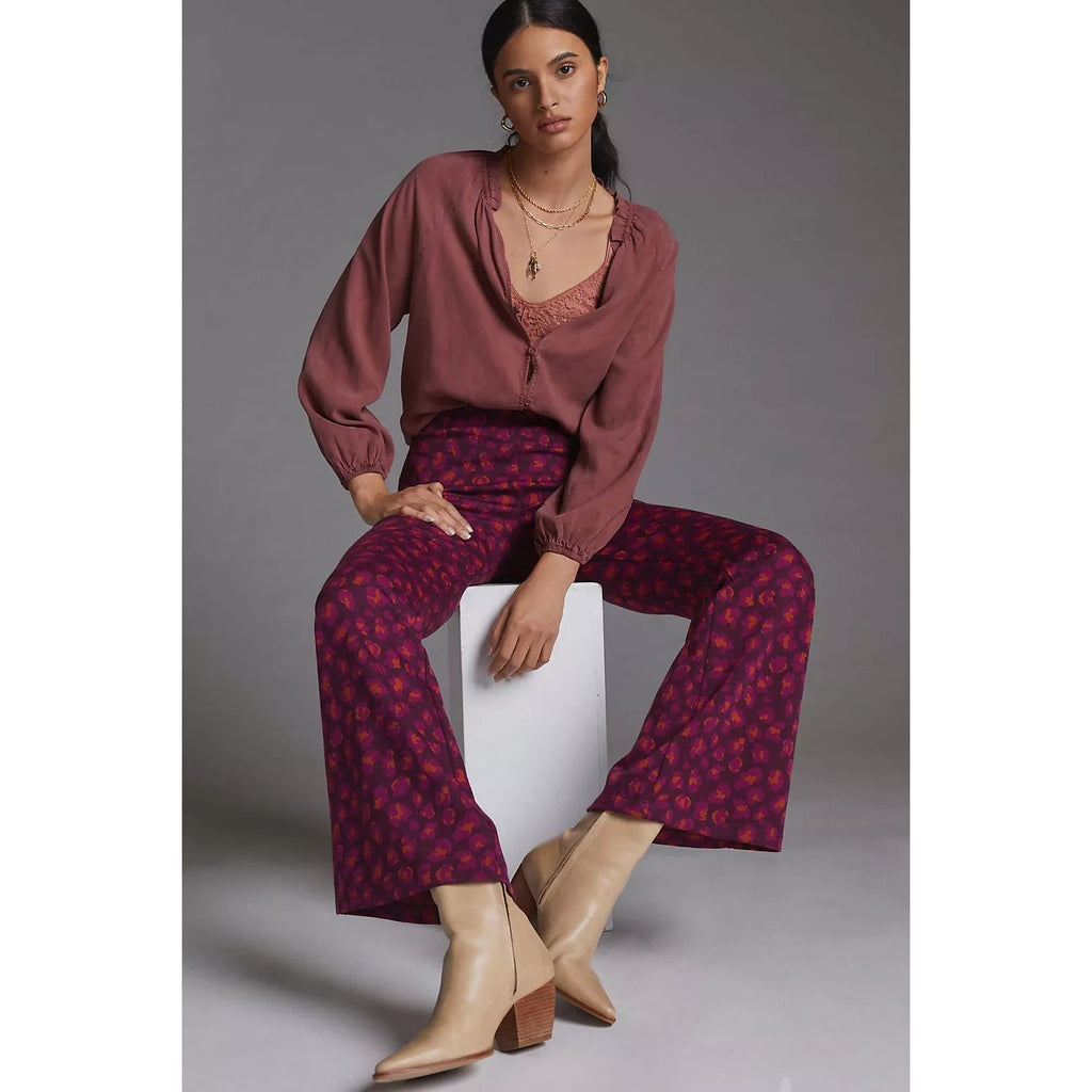 New Anthropologie Maeve Knit Flare Pants $130 X-SMALL Purple