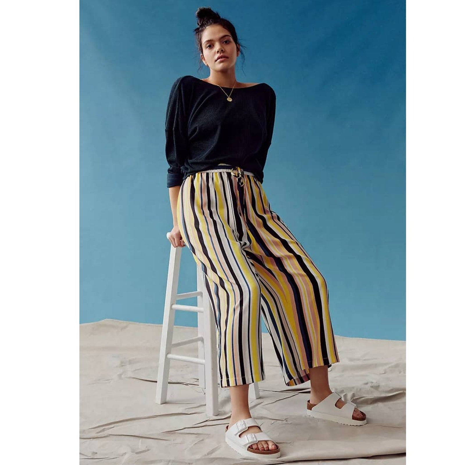New Peter Som for Anthropologie Theodora Striped Wide-Leg Pants $158 PLUS 1X