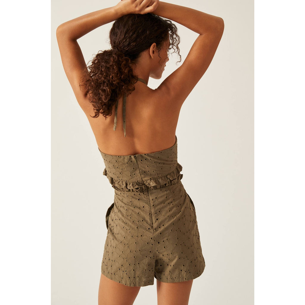 Anthropologie Hutch Solid Halter Romper SIZE 2 Olive Anthropologie