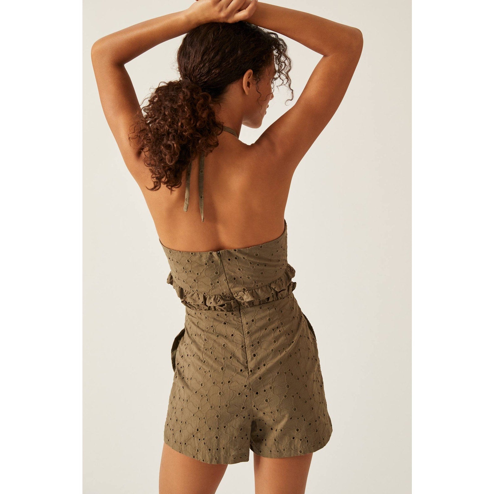Anthropologie Hutch Solid Halter Romper SIZE 2 Olive Anthropologie