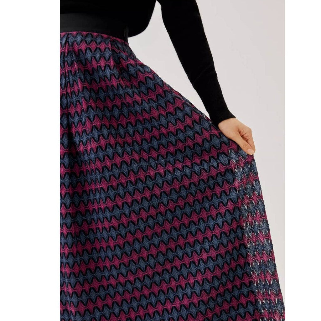New Anthropologie Let Me Be Textured Geo Maxi Skirt $160 SMALL Purple Motif