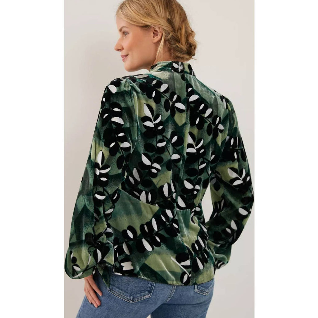 New Anthropologie Anna Sui Isa Breezy Velvet Blouse $473 SIZE 2 Green