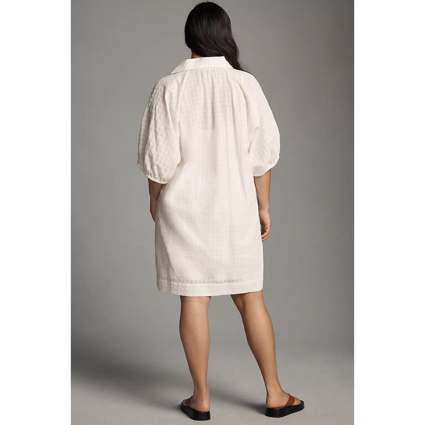 New By Anthropologie V-Neck Tiered-Sleeve Tunic Dress $148 MEDIUM White