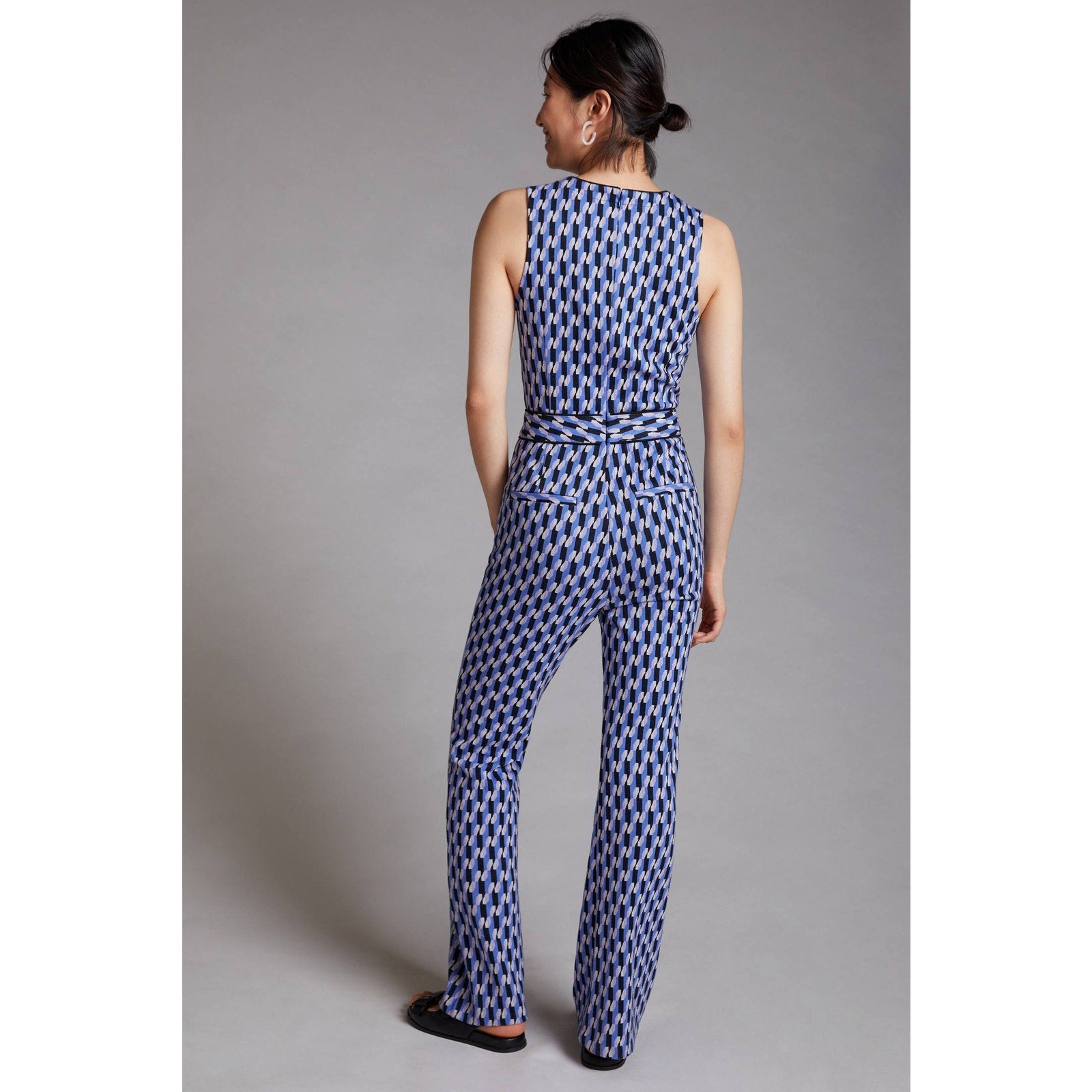 New Anthropologie Maeve Ponte Wide-Leg Jumpsuit $160 Medium Blue