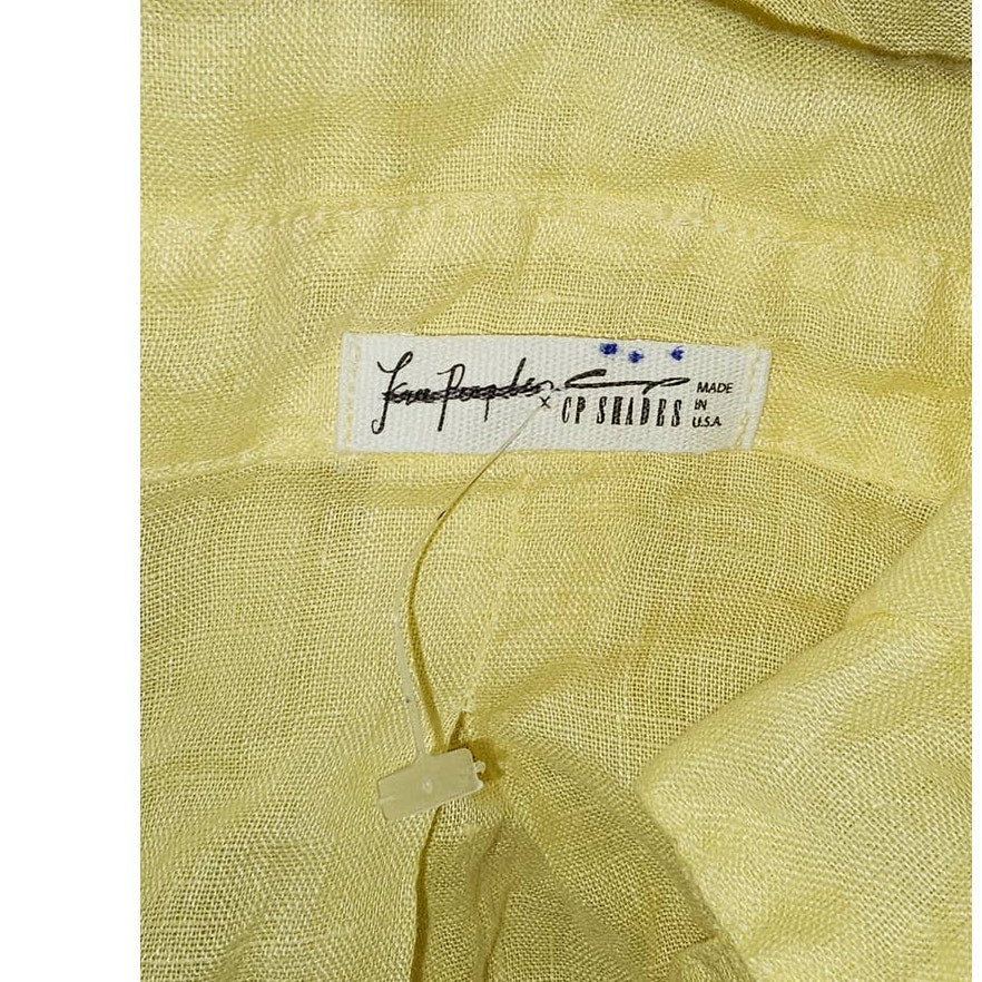 New Free People x CP Shades Solid Ruffle Linen Shirt $252 X-SMALL Banana Cream