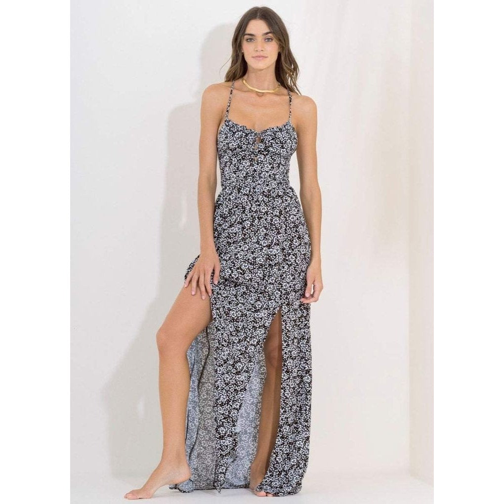 New Anthropologie MAAJI Holly Maxi Dress $138 MEDIUM Black & White Floral