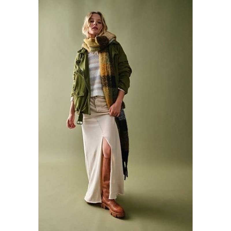 New Free People WTF Rebel Rebel Knit Moto Jacket $198 SMALL Olive Oversized