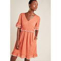 New Anthropologie Samia Ruffled V-neck Tunic Dress $170 SIZE 6 Rose Embroidered