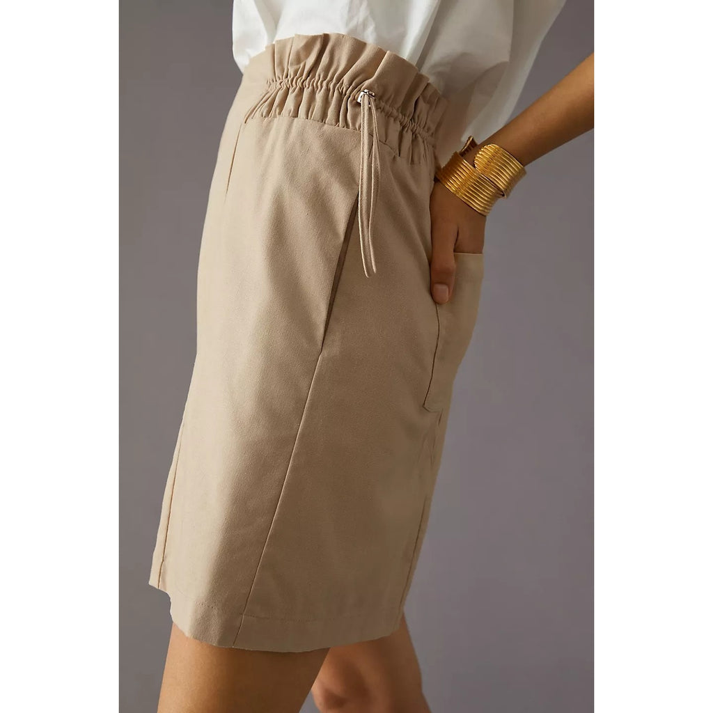 New Anthropologie Mon Renn Quinn Shorts $149 SIZE 4 Cotton Linen Drawstring