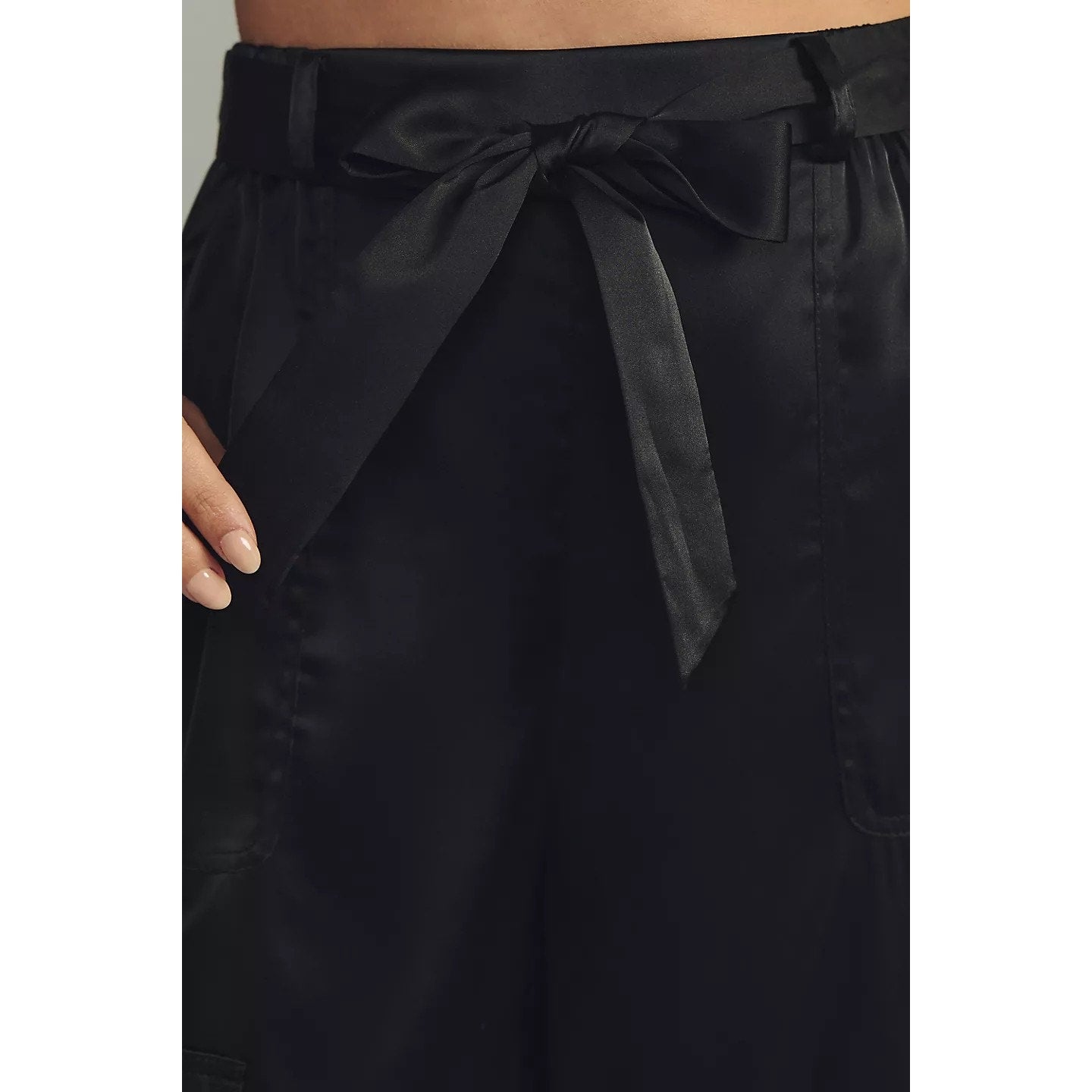New Anthropologie Hutch Satin Utility Pants $148 SMALL Black Spandex