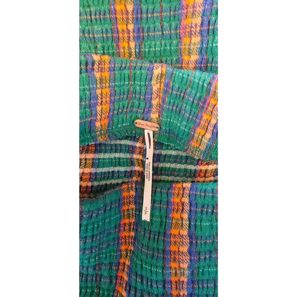 New Free People Fine Line High Rise Slim Flare Pants $78 Small Green Stretchy