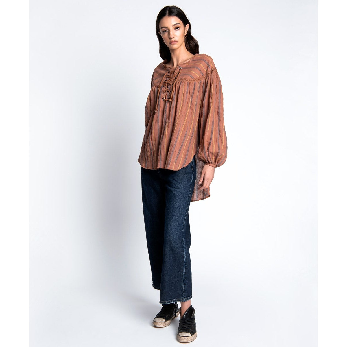 Free People x One Teaspoon Desert Stripe Tangiers Lace Front Tunic Sz S Free People