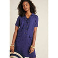 New Anthropologie Finley Lace-Up Shirtdress $140 SIZE 2 Navy