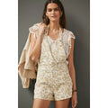 New Anthropologie Maeve Gardeners Apron Romper $148 SIZE 4 Tan Combo Abstract