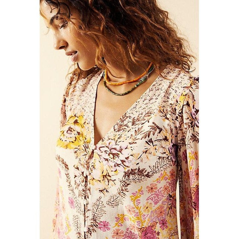 New Free People Marais Floral Printed Midi Dress $168 X-SMALL Boho MAXI