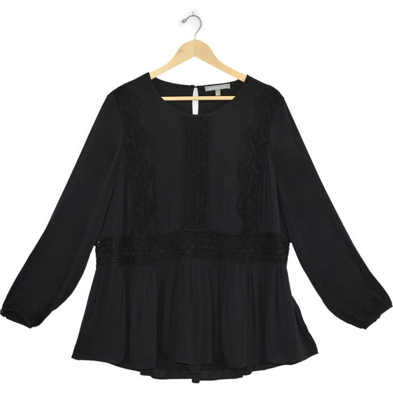 New Anthropologie Wynonna Lace Blouse by Daniel Rainn  $138 X-SMALL Black