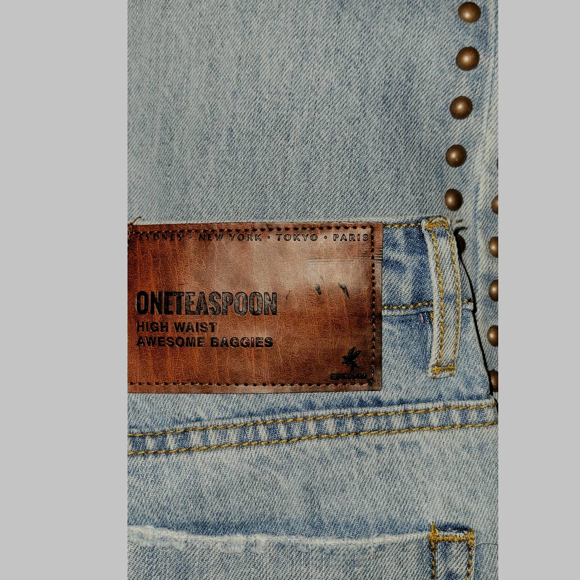 New One Teaspoon Studded High Waist Awesome Baggies Denim Jeans $180 SIZE 26