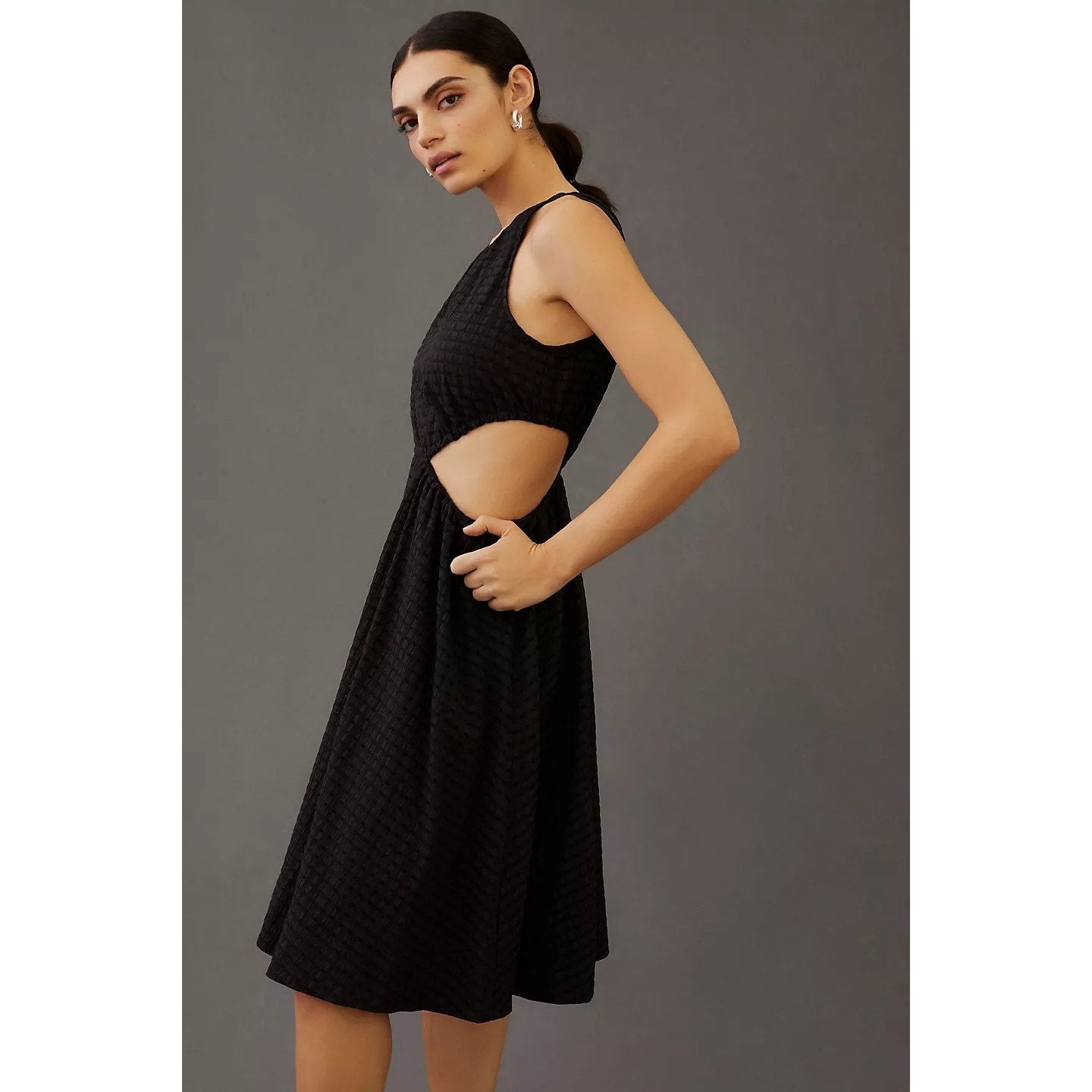 New Anthropologie Maeve Textured A-Line Mini Dress $170 SMALL Black