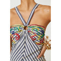 New Anthropologie Avril Emroidered Striped Halter Top $110  MEDIUM  Blue